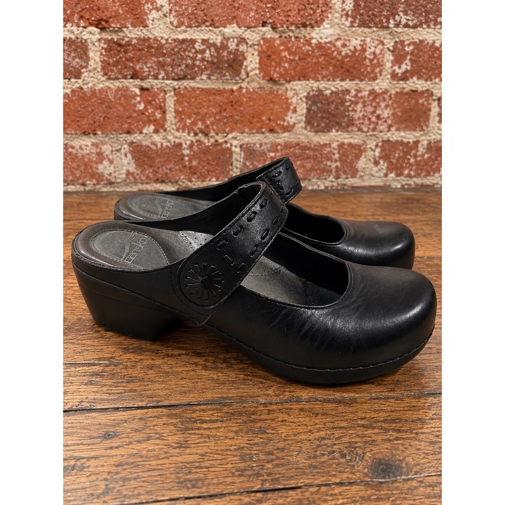 Dansko Black Leather Mary Jane Clogs 40 Y2K Coquette Cottagecore Chunky Fall